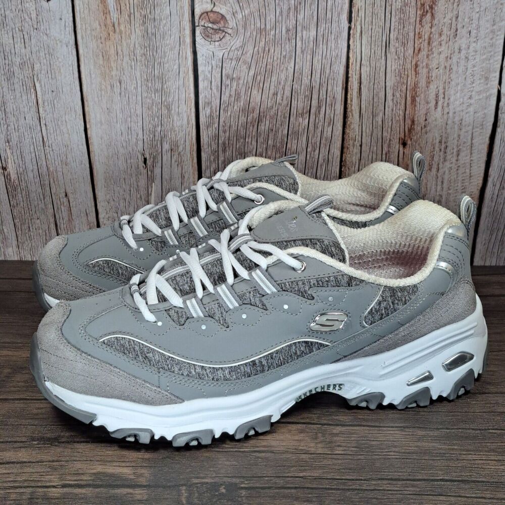 Skechers D'lites Me Time 11936 Gray White Walking Sneaker Women's